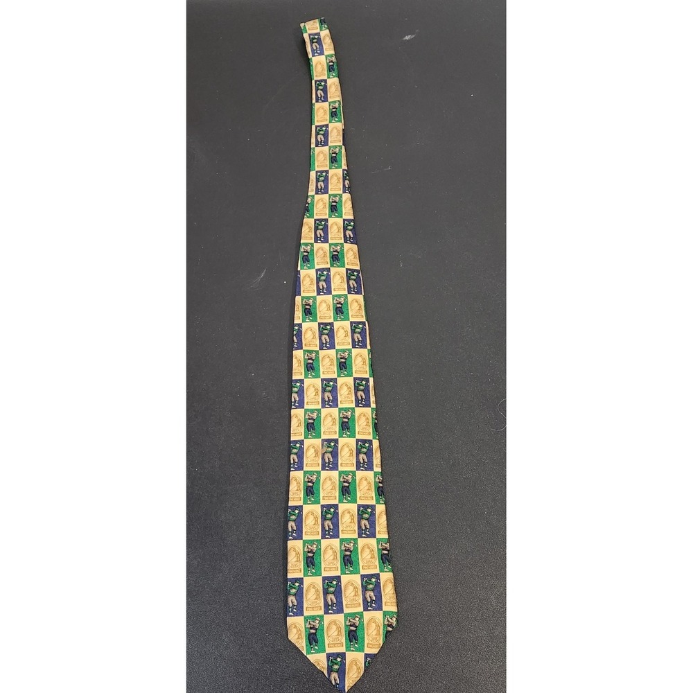 Pinehurst Golf Silk Tie 59" Novelty Golfer Pattern Blue Green Classic Necktie US